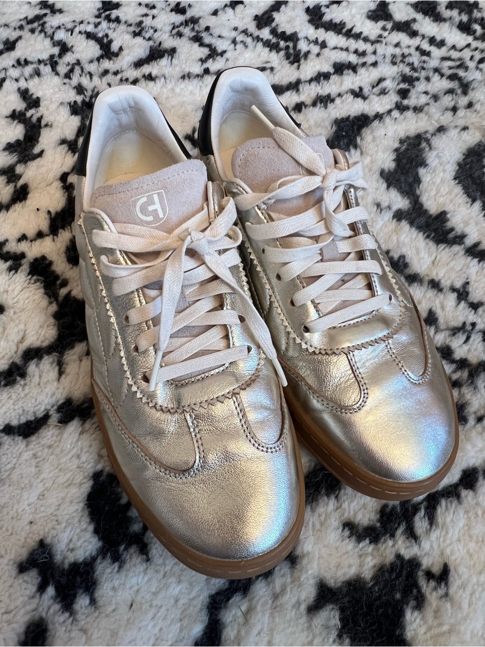 Cole Haan Metallic Silver Leather Women’s Sneakers 9.5